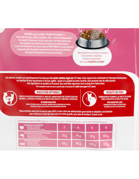 Croquettes Chat Adulte Boeuf 7,5Kg - Pure Family Pure Family Croquettes