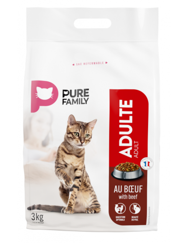 Croquettes Chat Adulte Boeuf 3Kg - Pure Family Pure Family Croquettes