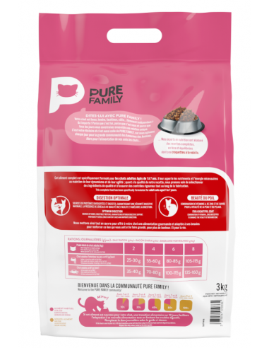 Croquettes Chat Adulte Volaille 3Kg - Pure Family Pure Family Croquettes