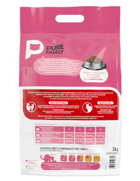 Croquettes Chat Adulte Volaille 3Kg - Pure Family Pure Family Croquettes