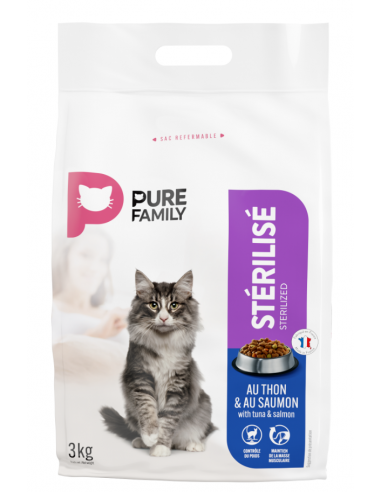 Croquettes Chat Stérilisé Thon et Saumon 3Kg - Pure Family Pure Family Croquettes