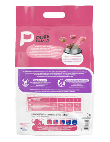 Croquettes Chat Stérilisé Thon et Saumon 3Kg - Pure Family Pure Family Croquettes