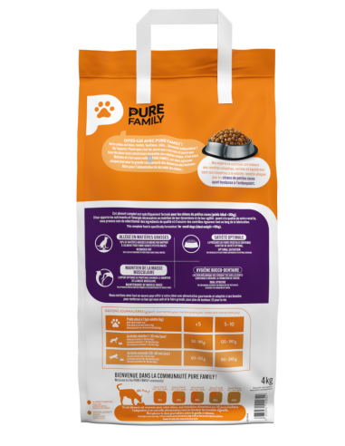 Croquettes Petit Chien Allégé -10Kg Volaille 4Kg - Pure Family Pure Family Alimentation et croquette