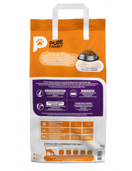 Croquettes Petit Chien Allégé -10Kg Volaille 4Kg - Pure Family Pure Family Alimentation et croquette