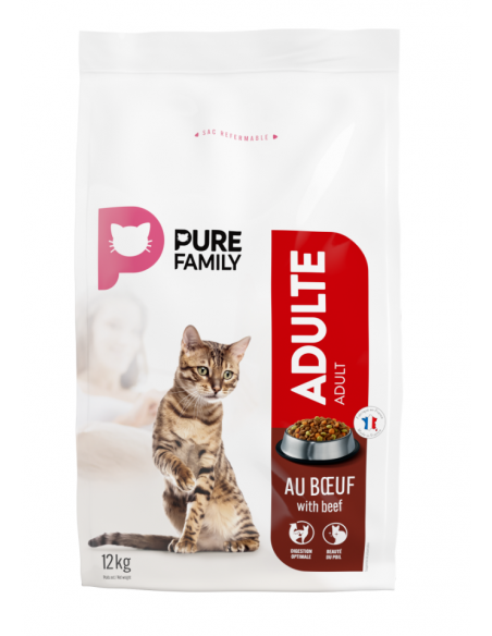 Croquettes Chat Adulte Boeuf 12Kg - Pure Family Pure Family Croquettes