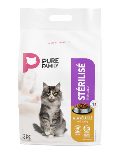 Croquettes Chat Stérilisé Volaille 3Kg - Pure Family Pure Family Croquettes