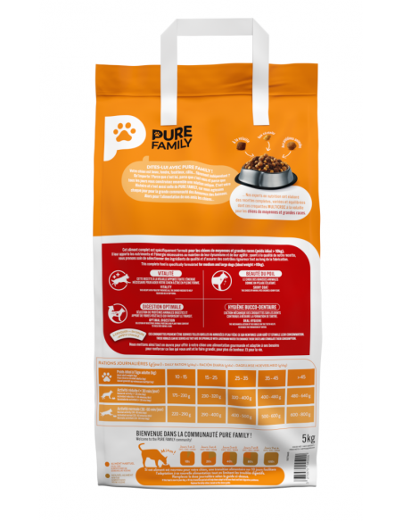 Croquettes Multicroc Chien Adulte +10Kg Volaille 5Kg - Pure Family Pure Family Alimentation et croquette