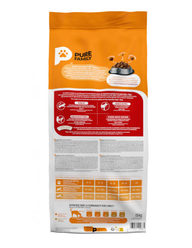 Croquettes Multicroc Chien Adulte +10Kg Volaille 15Kg - Pure Family Pure Family Alimentation et croquette