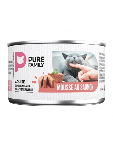 Mousse Chat Assortiment Saumon/Cabillaud 4x85g - Pure Family Pure Family Boite et sachet fraîcheur