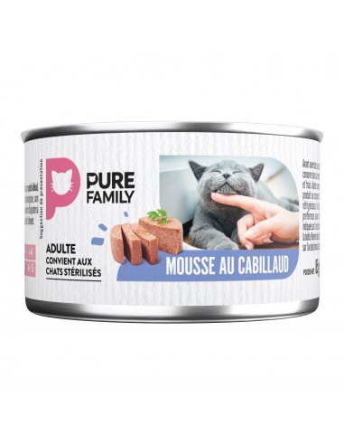 Mousse Chat Assortiment Saumon/Cabillaud 4x85g - Pure Family Pure Family Boite et sachet fraîcheur