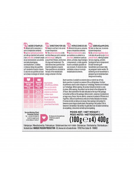 Terrine Chat Assortiment Truite/Saumon 4x100g - Pure Family Pure Family Boite et sachet fraîcheur