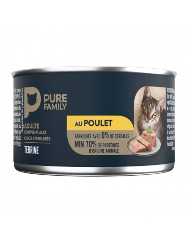 Terrine Chat Poulet 1x85g - Pure Family Pure Family Boite et sachet fraîcheur