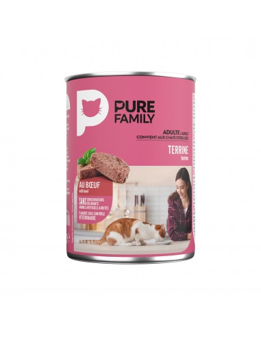 Terrine Chat Assortiment Boeuf/Dinde 4x400g - Pure Family Pure Family Boite et sachet fraîcheur