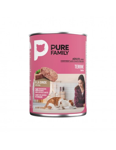 Terrine Chat Assortiment Boeuf/Dinde 4x400g - Pure Family Pure Family Boite et sachet fraîcheur