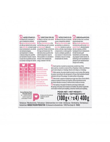 Terrine Chat Assortiment Boeuf/Volaille 4x100g - Pure Family Pure Family Boite et sachet fraîcheur