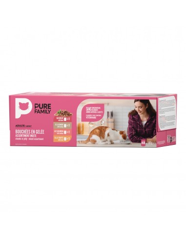 Bouchées en gelée Chat Assortiment Mixte Viande/Poisson 48x100g - Pure Family Pure Family Boite et sachet fraîcheur