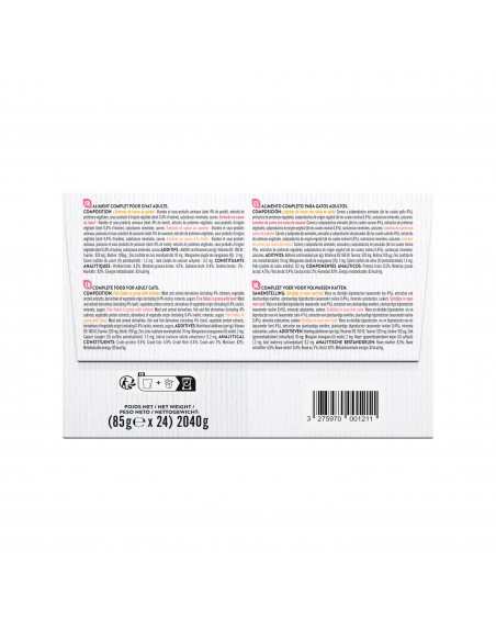 Émincés en sauce Chat Assortiment Mixte Viande/Poisson 24x85g - Pure Family Pure Family Boite et sachet fraîcheur