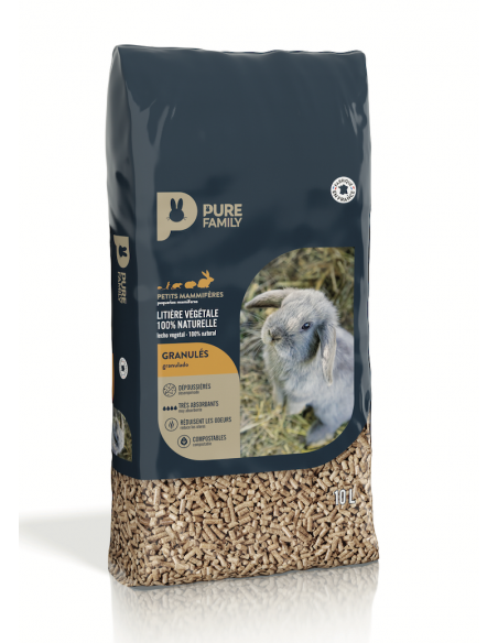 Litière Végétale 100% Naturelle en Granulés pour Rongeurs 10L - Pure Family Pure Family Litière