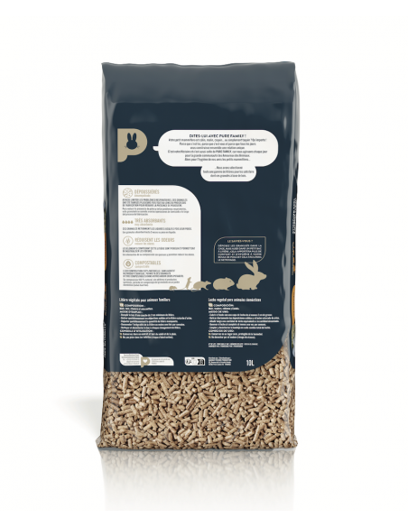 Litière Végétale 100% Naturelle en Granulés pour Rongeurs 10L - Pure Family Pure Family Litière