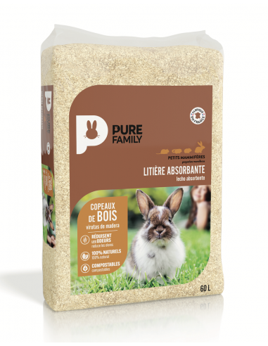 Litière Absorbante, Copeaux de bois pour rongeur 60L - Pure Family Pure Family Litière