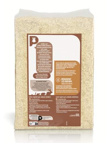 Litière Absorbante Parfumée, Copeaux de bois pour rongeur 60L - Pure Family Pure Family Litière
