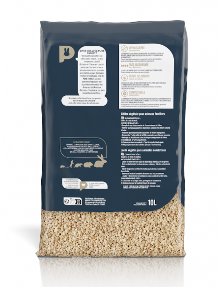 Litière Végétale de Maïs pour Rongeur - Compostable - 10L - Pure Family Pure Family Litière