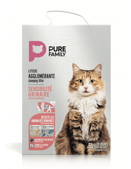 Litière Minérale Agglomérante URINAIRE 5L - Pure Family  Accueil