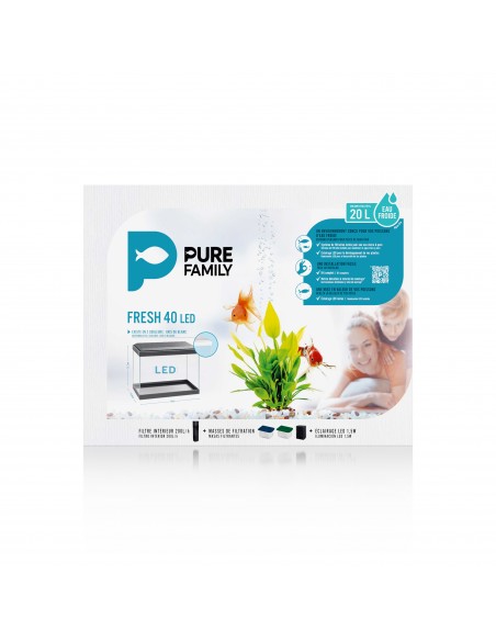 Aquarium Fresh 40 LED Blanc 20L avec Kit de Filtration + Éclairage - Pure Family Pure Family Aquarium pour poisson d'eau froide