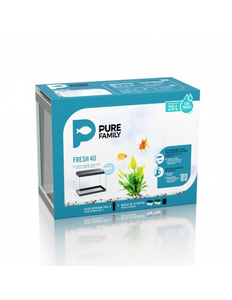 Aquarium Fresh 40 Gris 20L avec Kit de Filtration - Pure Family Pure Family Aquarium pour poisson d'eau froide
