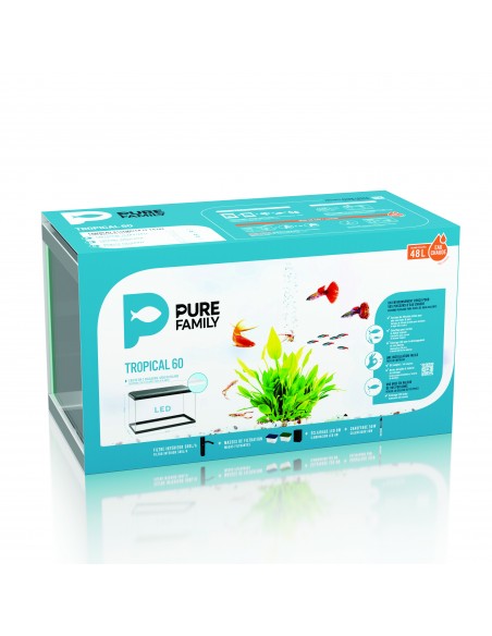 Aquarium Tropical 60 Gris 48L - Pure Family Pure Family Aquarium pour poisson d'eau froide