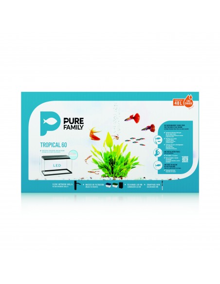 Aquarium Tropical 60 Gris 48L - Pure Family Pure Family Aquarium pour poisson d'eau froide