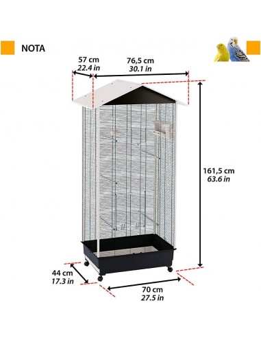 Volière NOTA L.76,5 x l.57x H.161,5 cm  Cage, volière et accessoire