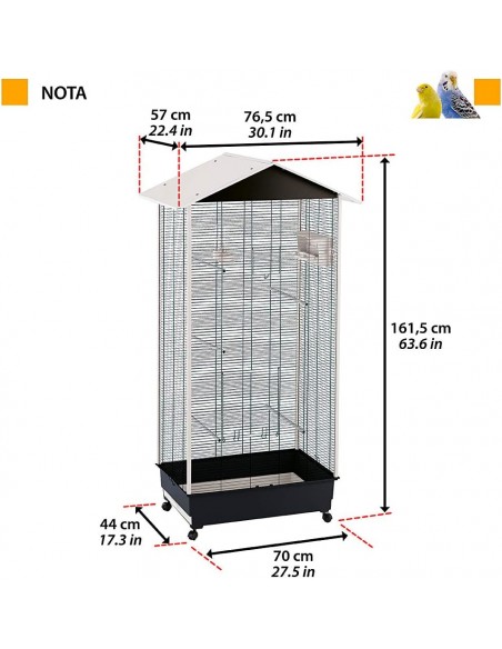 Volière NOTA L.76,5 x l.57x H.161,5 cm  Cage, volière et accessoire