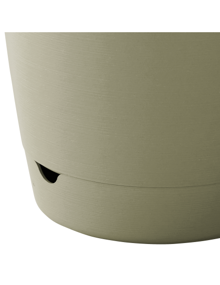 Jardinière en plastique Autonome 40cm + Soucoupe Clipsée kaki - 6,6 L - ECLOZ ECLOZ Jardinière en plastique