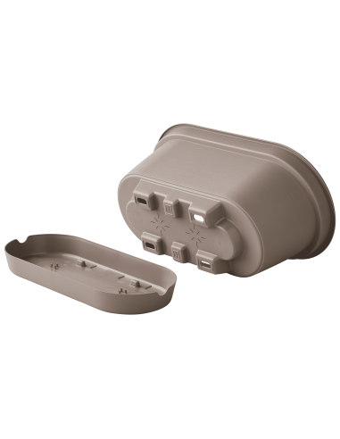 Jardinière en plastique Autonome 40cm + Soucoupe Clipsée taupe - 6,6 L - ECLOZ ECLOZ Jardinière en plastique