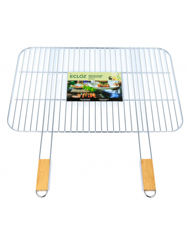 Grille Simple pour Barbecue 66 x 43 cm avec Manche en Bambou - ECLOZ ECLOZ Barbecue