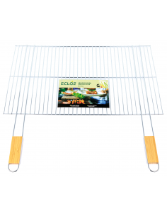 Grille Simple Découpable pour Barbecue 70 x 40 cm avec Manche en Bambou - ECLOZ ECLOZ Barbecue