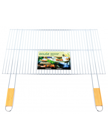 Grille Simple Découpable pour Barbecue 70 x 40 cm avec Manche en Bambou - ECLOZ ECLOZ Barbecue