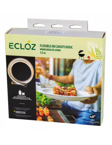 Tuyau de Gaz Flexible en Caoutchouc avec Embouts à visser Lg.150 cm - ECLOZ ECLOZ Accessoires barbecue et plancha
