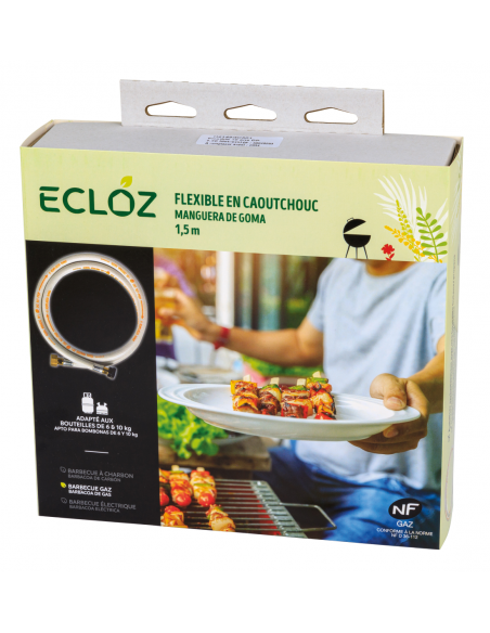 Tuyau de Gaz Flexible en Caoutchouc avec Embouts à visser Lg.150 cm - ECLOZ ECLOZ Accessoires barbecue et plancha