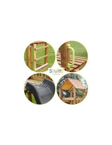 Aire de jeux en bois Nouméa avec balançoire et toboggan – SOULET Soulet Agrès, portique et accessoire