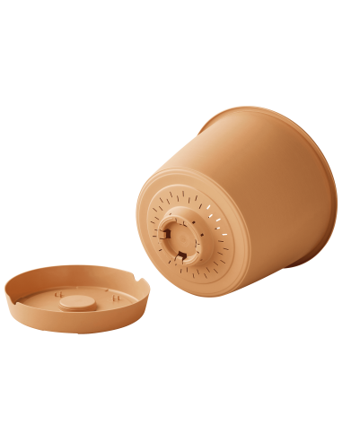 Pot en plastique Autonome Ø20cm + Soucoupe Clipsée havane - 2,5L - ECLOZ ECLOZ Pot et bac en plastique rond