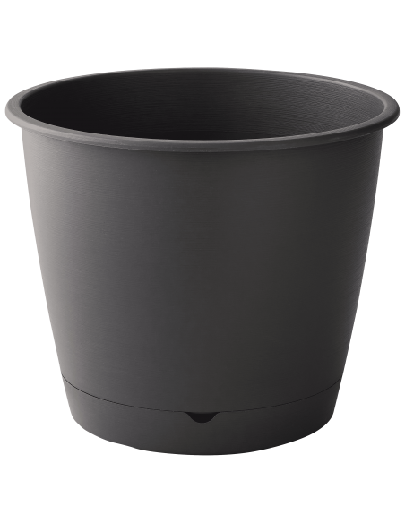 Pot en plastique Autonome Ø30cm + Soucoupe Clipsée anthracite - 9,6L - ECLOZ ECLOZ Pot et bac en plastique rond