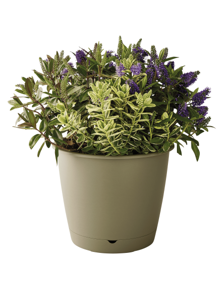 Pot en plastique Autonome Ø30cm + Soucoupe Clipsée kaki - 9,6L - ECLOZ ECLOZ Pot et bac en plastique rond