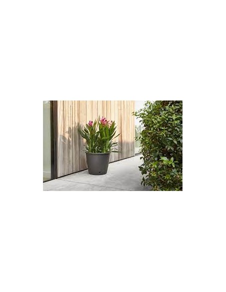 Pot en plastique Autonome Ø40cm + Soucoupe Clipsée anthracite - 23L - ECLOZ ECLOZ Pot et bac en plastique rond