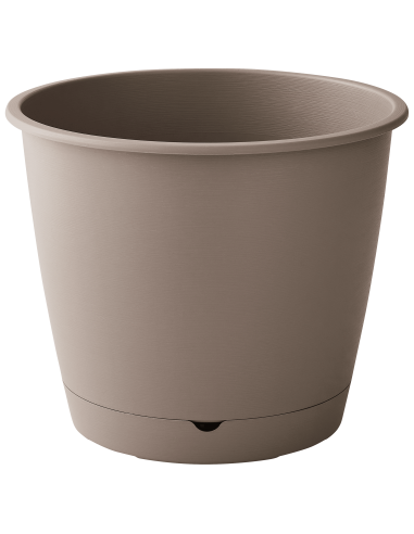 Pot en plastique Autonome Ø30cm + Soucoupe Clipsée taupe - 9,6L - ECLOZ ECLOZ Pot et bac en plastique rond