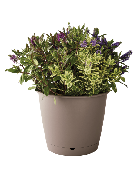 Pot en plastique Autonome Ø30cm + Soucoupe Clipsée taupe - 9,6L - ECLOZ ECLOZ Pot et bac en plastique rond