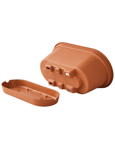 Jardinière en plastique Autonome 50cm + Soucoupe Clipsée Terre cuite - 8,6 L - ECLOZ ECLOZ Jardinière en plastique