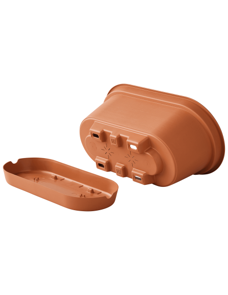 Jardinière en plastique Autonome 50cm + Soucoupe Clipsée Terre cuite - 8,6 L - ECLOZ ECLOZ Jardinière en plastique