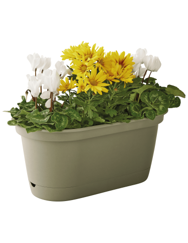 Jardinière en plastique Autonome 50cm + Soucoupe Clipsée kaki - 8,6 L - ECLOZ ECLOZ Jardinière en plastique